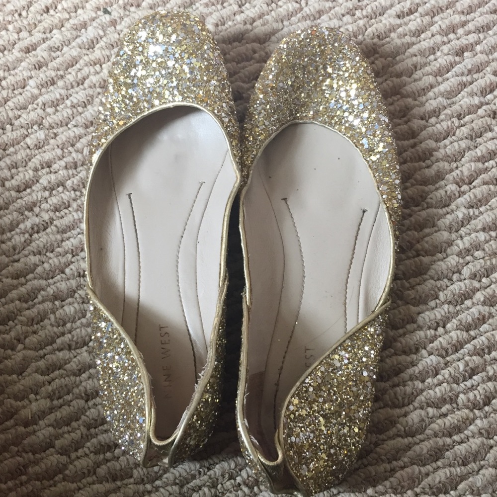 Gold Nine West ballet flats